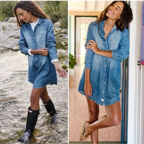 Frank & Eileen Distressed Mary Dress Blue M - Picture 5 of 14